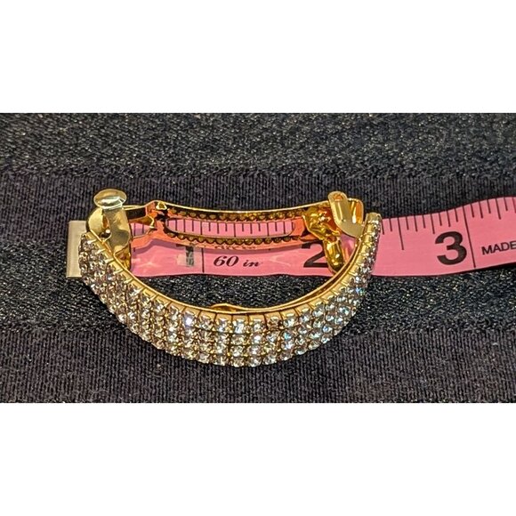 Gold-Tone Rhinestone Hair Clip Ponytail Holder Elegant & Sparkly Accessory - Picture 2 of 3